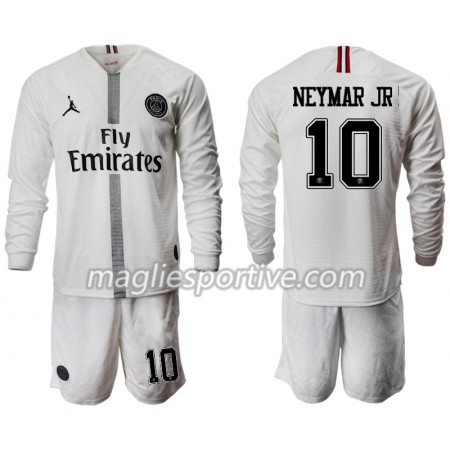 Completo Calcio Paris Saint Germain NEYMAR JR 10 Jordan Bianco Bambino Divisa Terza 2018/2019 ML